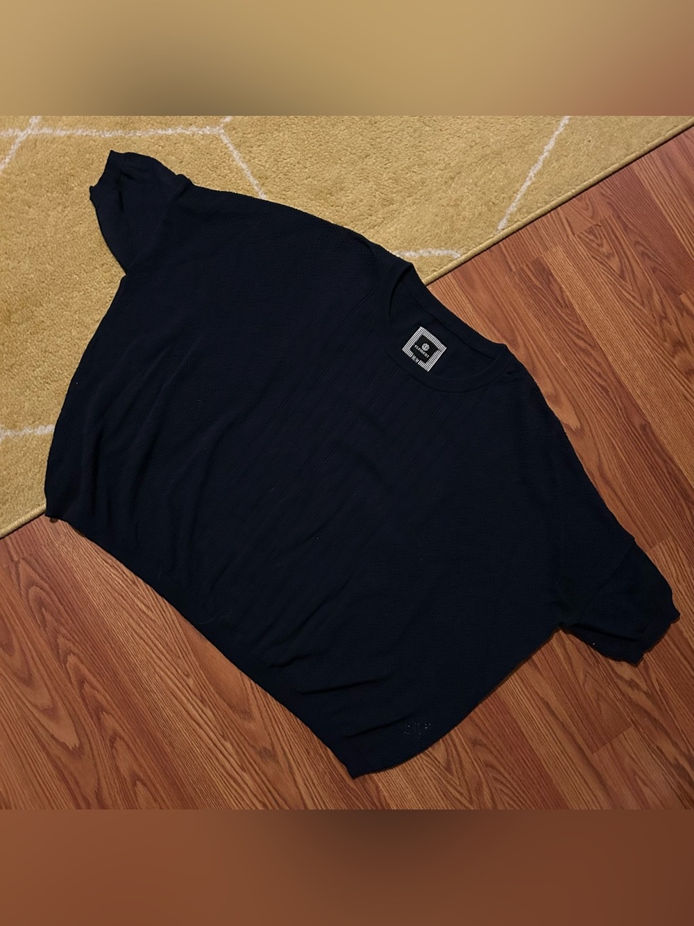 Element Boho Navy Short-Sleeve Knit Top